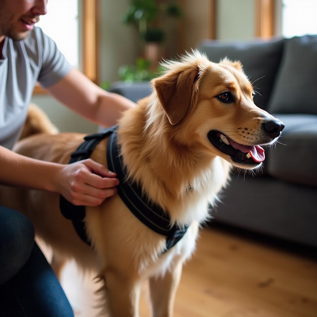 como colocar um arnês para cães Kong